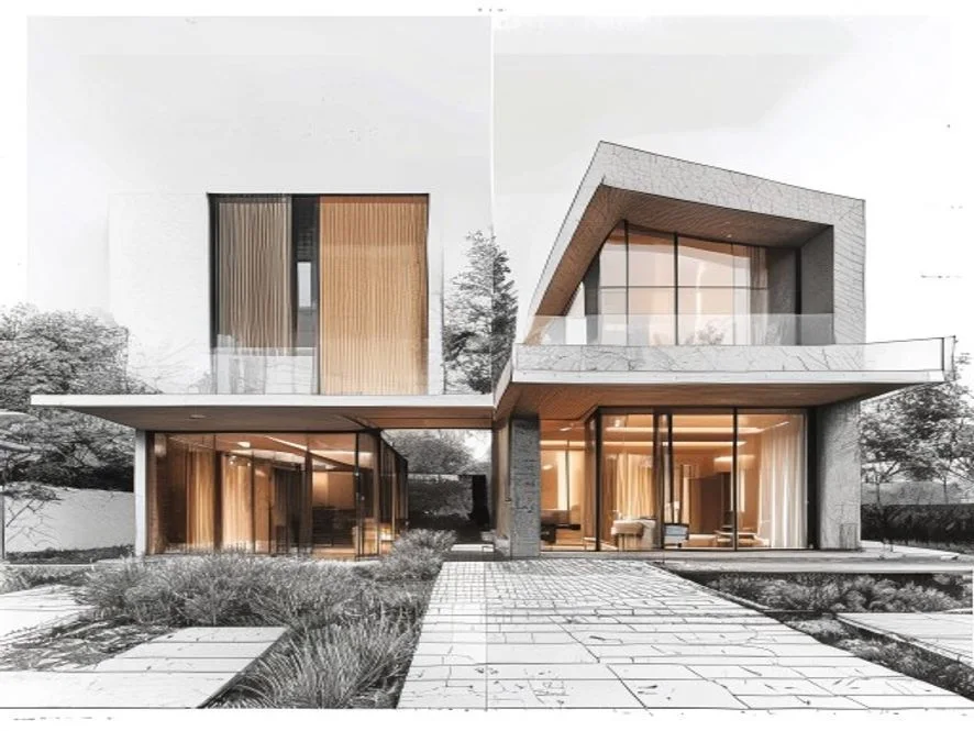 Sketch to render AI before and after architectural render | Hubvanta AI
